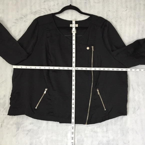 Cross Front Top Womens 22 Snaps Angled Zipper Black Poly Lightweight Pockets - Picture 10 of 13